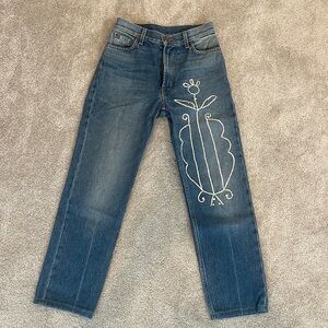 B Sides Embroidered Straight Leg Jeans